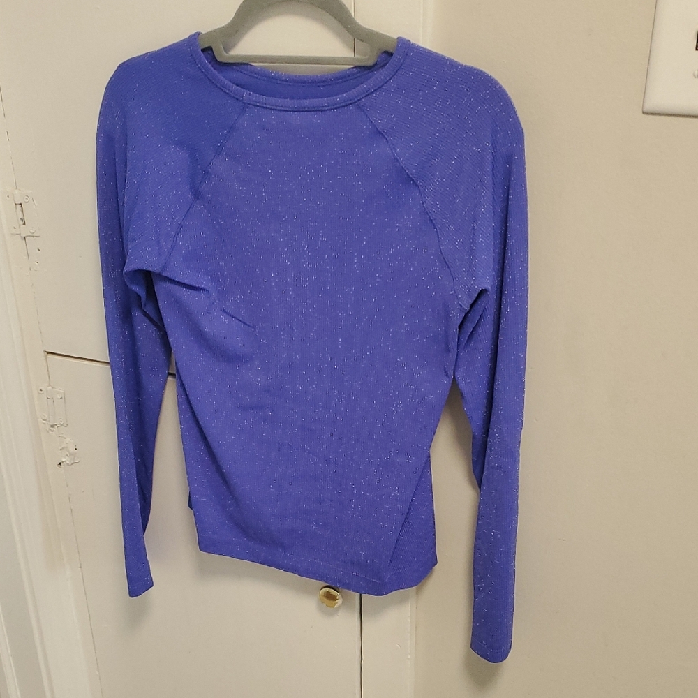 Athleta Girl Purple Sparkly Ribbed Top